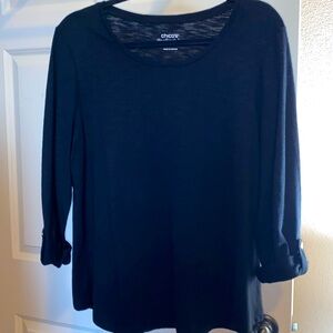 NWT💫 Chico’s “the ultimate tee” cotton slub, utility button top 3/4 sleeves